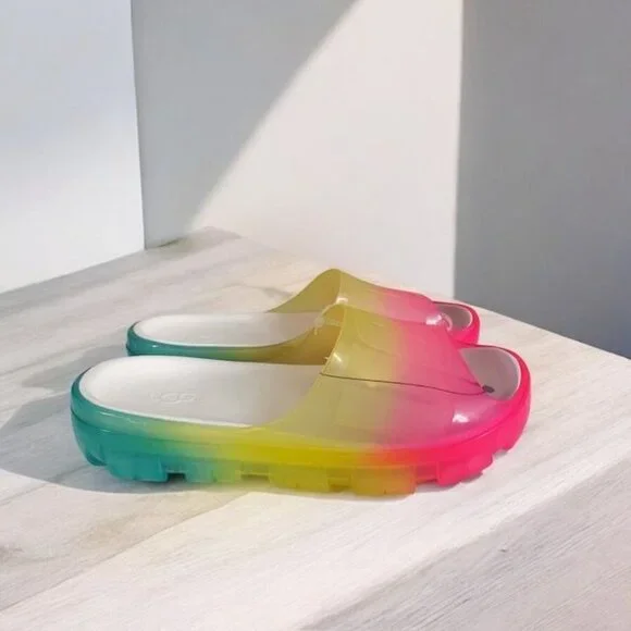 NWT UGG Jella Clear Watercolor Slide Sandals Multicolor Size 10 - Picture 6 of 15